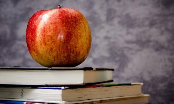 apple, books, still life