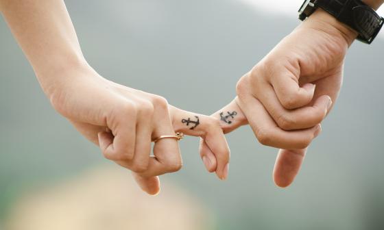 couple, hands, tattoos