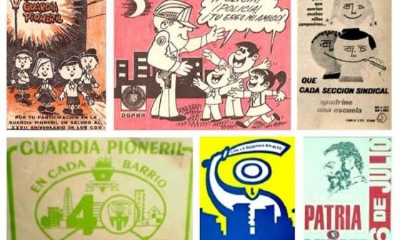 Sellos y logotipos de campañas revolucionarias. Foto: revista Árbol Invertido, Cuba