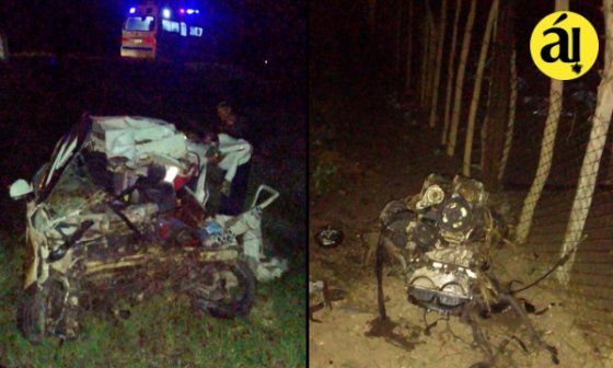 Restos del auto que sufrió un accidente en Ciego de Ávila.