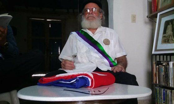 Rafael Almanza, en la Peña del Júcaro Martiano, 31-08-2019.