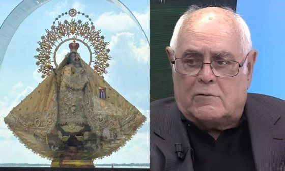 Virgen de la Caridad del Cobre venerada en Miami y Luis Gutiérrez Areces (1936-2026).
