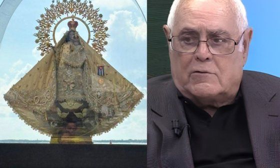 Virgen de la Caridad del Cobre venerada en Miami y Luis Gutiérrez Areces (1936-2026).