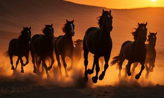 Caballos corriendo libres