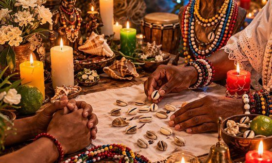 La charada afrocubana, números y símbolos. Imagen inspirada en una consulta al babalao.