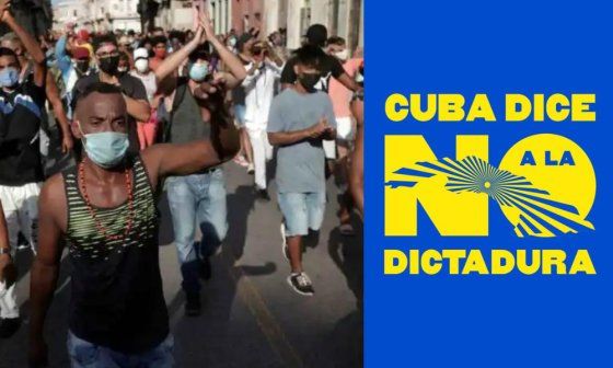 Cuba dice NO a la dictadura: Personas manifestándose en las calles de Cuba.