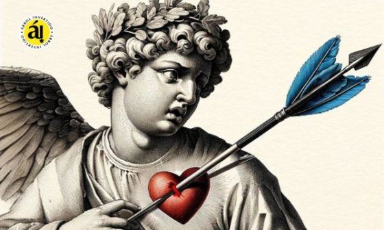 Cupido "atacado" por sus flechas.