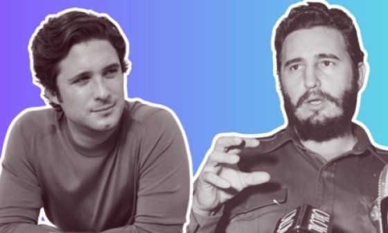 Diego Boneta (izquierda), quien encarna a Fidel Castro (izuqierda) en el filme "Killing Castro".