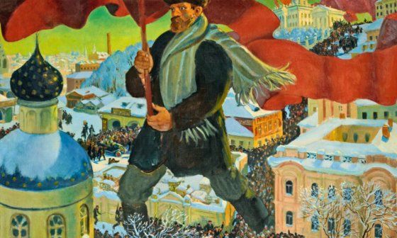 "El bolchevique" de Boris Kustodiev (1920).