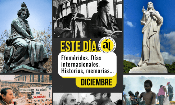 Collage de fotos. Portada de  Este día, efemérides de Diciembre. 