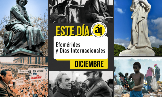 Collage de fotos. Portada de  Este día, efemérides de Diciembre. 