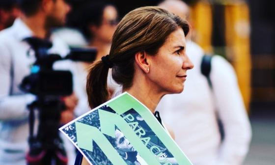 Eugenia Gutiérrez en manifestación del 11 de julio 2022 en Madrid