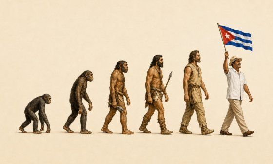 Alegoría humorística de la evolución del ser humano.
