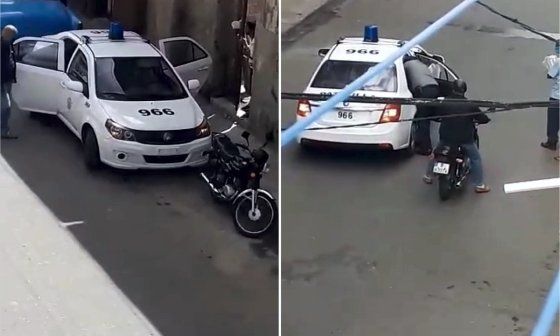Detención de Maykel Osorbo. Patrullas de policía