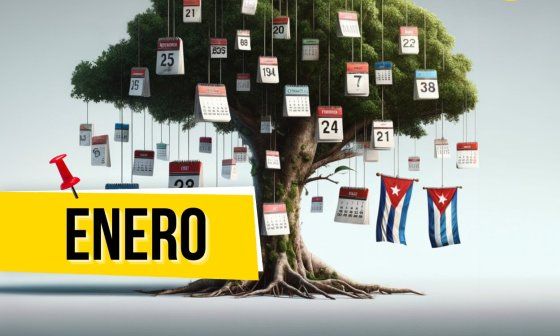 Fechario 1 de Árbol Invertido - 1 - Enero - Árbol con almanaques y banderas