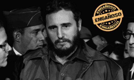 Fidel Castro con el logo "Engañoso"