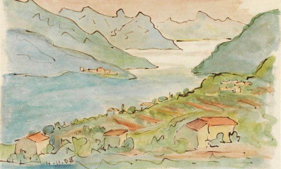 Hermann Hesse: "Montagnola, vista contra Porlezza" (1938).