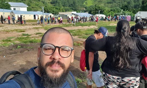Ariel Maceo en el centro de migración en Honduras (2023).