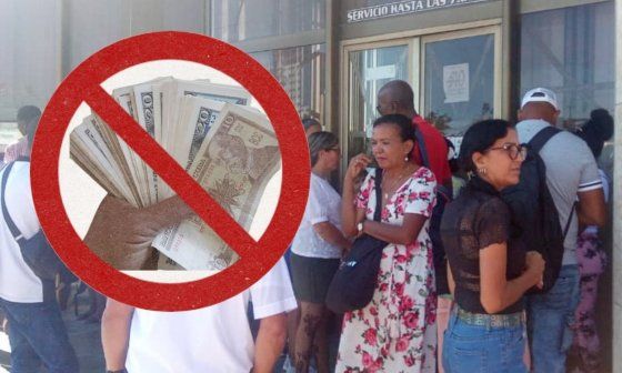 Habitantes de Santiago de Cuba haciendo cola durante horas afuera de un banco de la ciudad para extraer dinero en efectivo (abril de 2026).