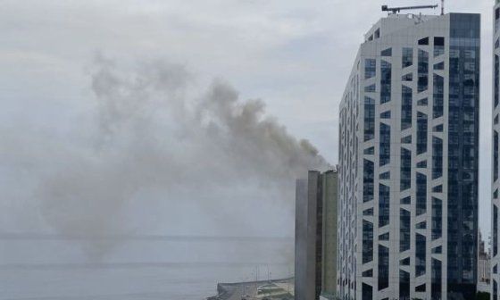 Incendio en edificio Girón, La Habana.