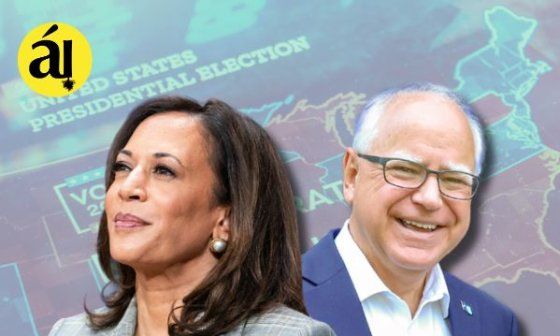 La candidata presidencial Kamala Harris y Tim Walz, su compañero de fórmula.