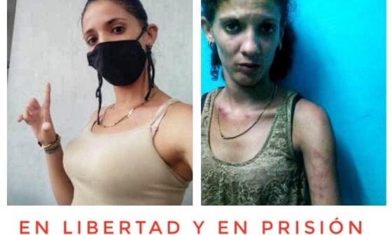 La joven Keilylli en dos momentos: antes de ser apresada y estando en prisión, donde se ve el deterioro sufrido. 