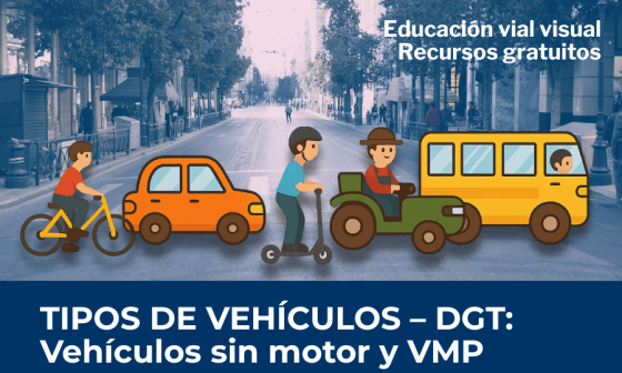 Infografía educativa de Árbol Invertido sobre los tipos de vehículos sin motor según la DGT, con ilustraciones de bicicleta, coche, patinete, tractor y autobús. Recurso visual gratuito para estudiar y aprobar el examen teórico de conducir.