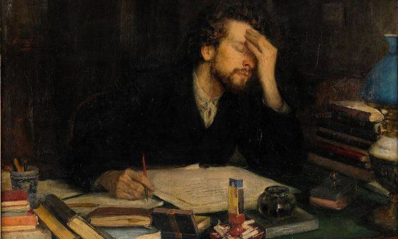 "Los tormentos del trabajo creativo", Leonid Pasternak (1892).