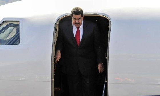 Nicolás Maduro en su avión presidencial.