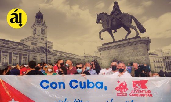 Manifestación pro régimen cubano en Madrid.