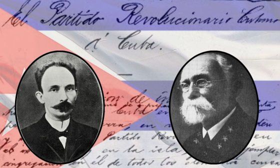 José Martí, Máximo Gómez y fragmento del "Manifiesto de Montecristi".
