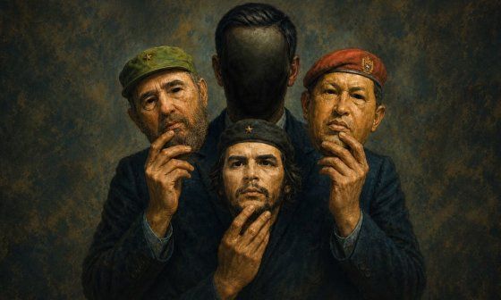 Máscaras políticas de Fidel Castro, Ernesto Che Guevara y Hugo Chávez.