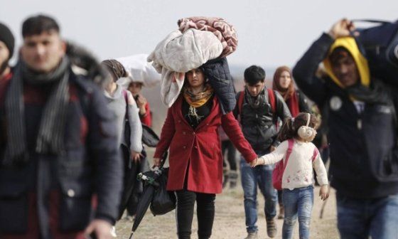 Caravana de migrantes en Europa.