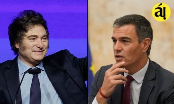 Javier Milei  y Pedro Sánchez.