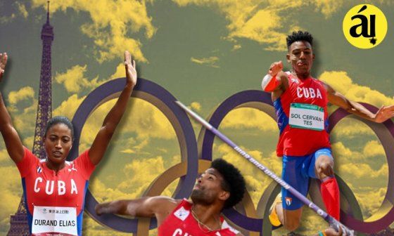 De izquierda a derecha: Omara Durand, Guillermo Varona y Robiel Yankiel Sol, atletas paralímpicos cubanos.