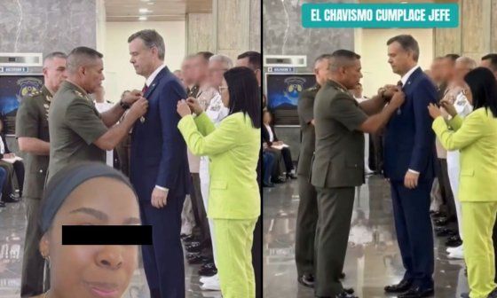 Publicaciones de las redes sociales que dan por verdadera la foto de la presidenta encargada de Venezuela, Delcy Rodríguez, condecorando a John Ratcliffe, director de la CIA (enero de 2026).