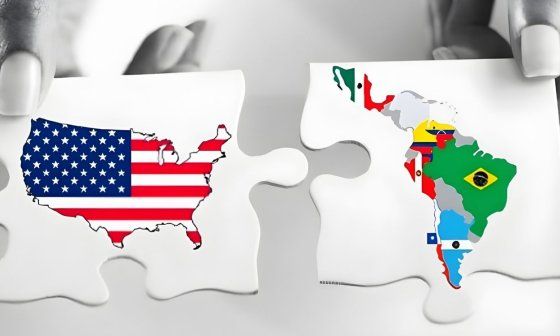 Imagen simbólica sobre la integración entre Estados Unidos y América Latina.