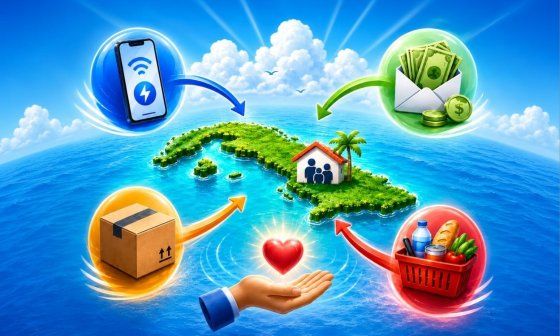 Envíos a Cuba de ayuda familiar: remesas, recargas, paquetes, combos.