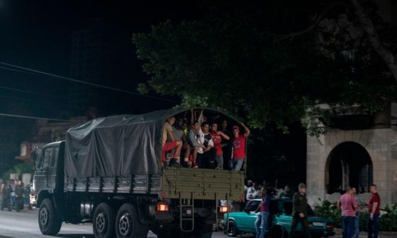 Grupo de Respuesta Rápida durante una protesta en La Habana (AP Photo/ Ramon Espinosa)