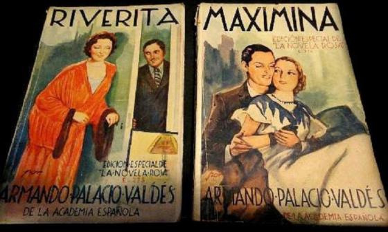 Portadas de "Riverita" y "Maximina", novelas de Armando Palacio Valdés.