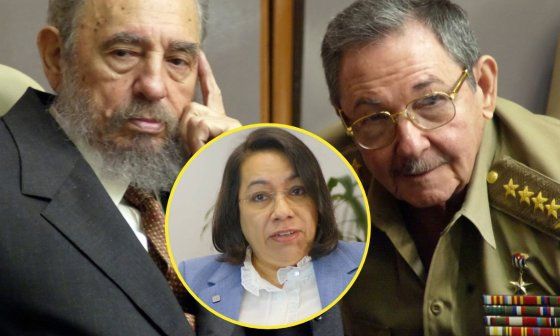 Fidel y Raúl Castro y Carolyn Rodrigues-Birkett.