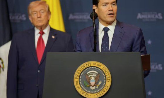 Donald Trump y Marco Rubio en la cumbre "Escudo de las Américas" (7 de marzo de 2026).