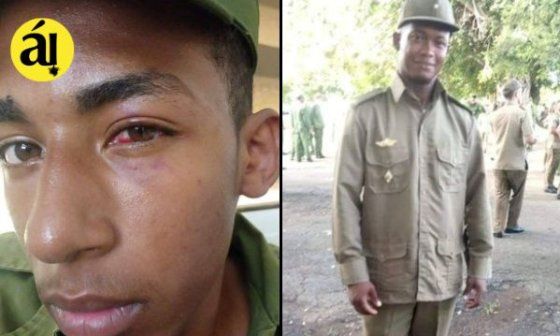 Joven Yoandry García López (izquierda) y el oficial que le propinó una golpiza (derecha).