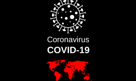Coronavirus sobre mapa del mundo.
