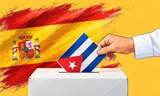 Voto de cubanos nacionalizados en las elecciones generales de España. Alegoría visual.
