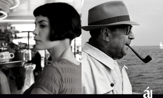 El personaje cinematográfico Amélie Poulan y el escritor Georges Simenon.