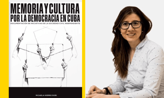 Micaela Hierro Dori junto a su libro.