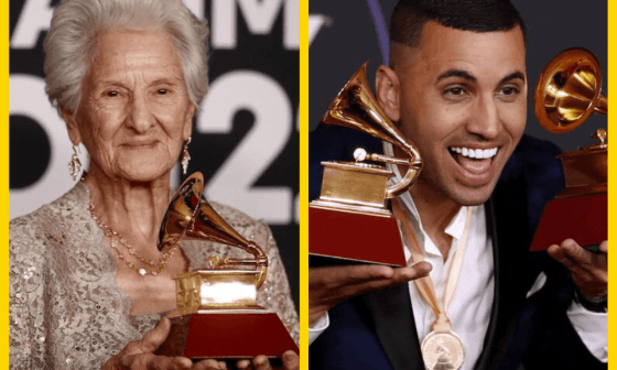 Angela Alvarez y Leiner Mesa, dos de los cubanos premiados durante la ceremonia de los Latin Grammy en 2022.