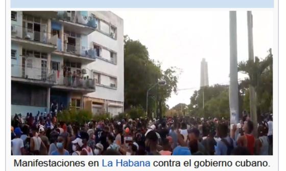 Protestas en Cuba. Foto de Wikipedia. Manifestación en La Habana.