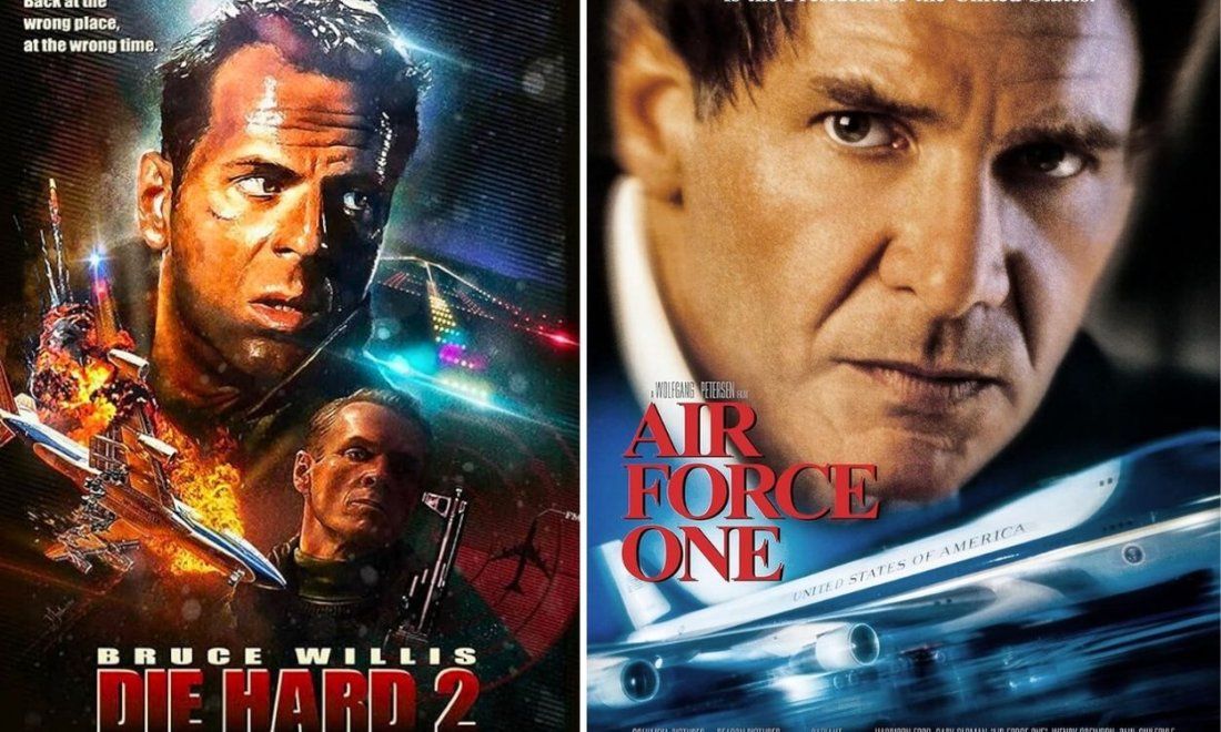 Pósteres de las películas "Duro de matar" 2 (1990) de Reni Harlin y "Avión presidencial" (1997) de Roland Emmerich.